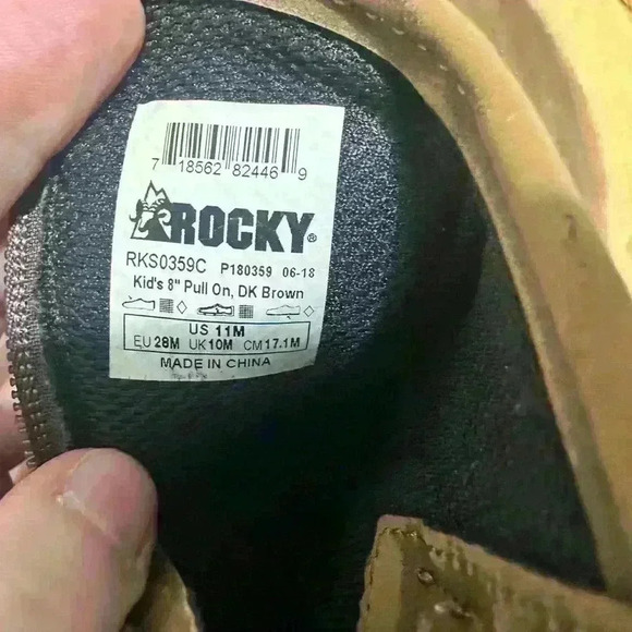 Rocky Boots, Boys Youth, Kids Suze 11M, Pull on, Side Zip, Brown - Picture 3 of 4